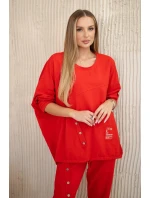 Bavlnená tepláková súprava Oversize + nohavice červená Bavlnená tepláková súprava Oversize + nohavice červená