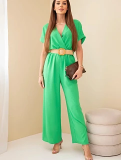 Kombinéza s ozdobným pásom zelená