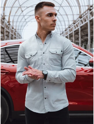 Pánska sivá džínsová košeľa FashionStreet DX2578