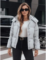 Dámska kožená prechodná bunda COLLAR sivá FashionStreet TY5190