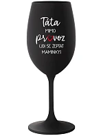 Tatínek je mimo prevádzky (ide za mamičkou) - čierny pohár na víno 350 ml