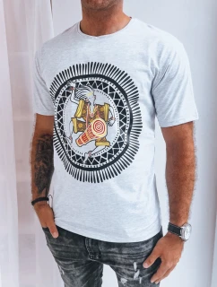 Svetlo šedé pánske tričko s potlačou FashionStreet RX5300