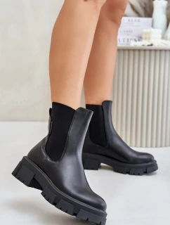 Zateplené topánky z ekokože Chelsea Big Star MM274071 Black