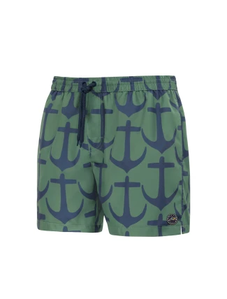 Pánske plavkové kraťasy Happy Self SM29-19 zelená/kotva-vzor - Self