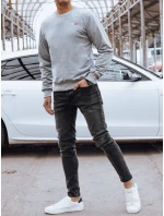 Pánska šedá mikina FashionStreet bez kapucne BX5737 Pánska šedá mikina FashionStreet bez kapucne BX5737