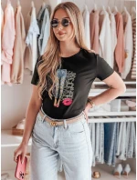 Dámske tričko s potlačou TRENDAY black FashionStreet RY2824 Dámske tričko s potlačou TRENDAY black FashionStreet RY2824