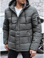 Pánska prešívaná zimná bunda s kapucňou FashionStreet graphite TX5053