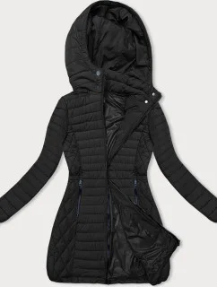 Dámska prechodná bunda s kapucňou čierna (2M-017)