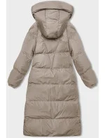 Dámska dlhá hrubá bunda s kapucňou Light Beige (5M3163-62)