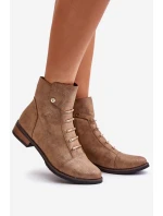 Ocieplane Botki Damskie Na Płaskim Obcasie Złote Labise