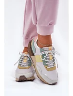 Zamszowe Sneakersy Damskie Big Star RR274244 HI-POLY SYSTEM Szaro-Żółte