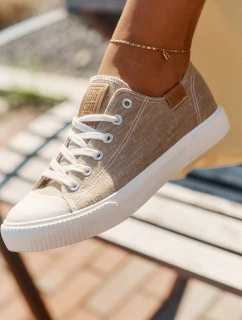 Materiałowe Trampki Damskie Big Star RR274795 Beżowe