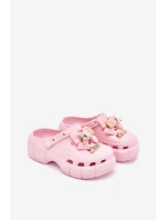 Klapki Dziecięce Dziewczęce Piankowe Z Kokardką I Ozdobami Różowe Selvana