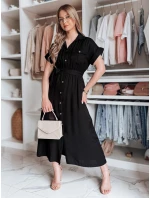 SUNNI LOVE ľanové maxi šaty čierne FashionStreet EY2606