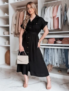 SUNNI LOVE ľanové maxi šaty čierne FashionStreet EY2606