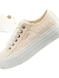 Lee Cooper Dámske šnurovacie športové topánky Beige Dámske tenisky na platforme