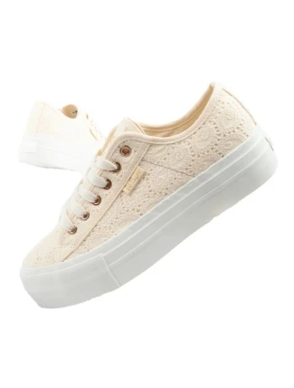 Lee Cooper Dámske šnurovacie športové topánky Beige Dámske tenisky na platforme