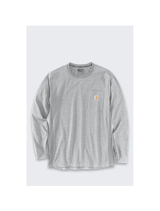 Mikina bez kapucne Carhartt Midweight L/S Pocket T-Shirt – sivá melírovaná, veľkosť: M