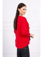 Blúzka s grafickou a farebnou 3D mašľou červená