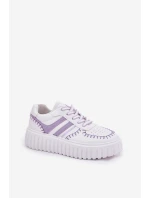 Sneakersy Damskie Na Platformie Fioletowe Ofenale