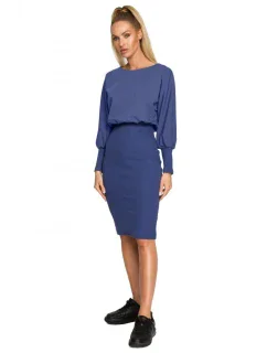 M690 Kombinované pletené šaty - indigo