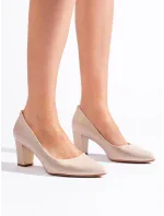 Moderné dámske hnedé lodičky na širokom podpätku Moderné dámske hnedé lodičky na širokom podpätku