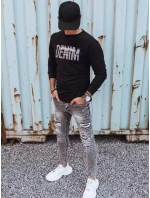 Pánska mikina s potlačou čierna FashionStreet BX5359