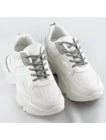 Biele šnurovacie dámske športové topánky (LU-3)
