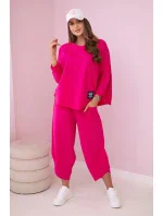 Bavlnená mikina nohavice set fuchsiová