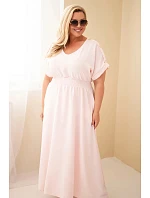 Dámske plus size šaty s opaskom v páse candy pink Dámske plus size šaty s opaskom v páse candy pink