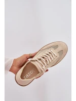 Kožené semišové dámské tenisky s síťovinou Zazoo N1142 Béžové