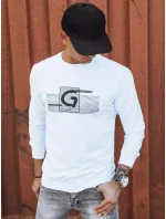 Pánska biela mikina s potlačou FashionStreet BX5370