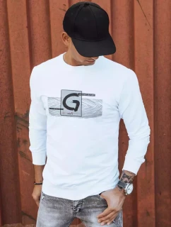 Pánska biela mikina s potlačou FashionStreet BX5370
