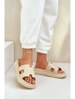 Piankowe Klapki Z Wycięciami Beżowe Neladith