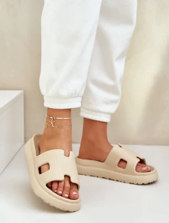 Piankowe Klapki Z Wycięciami Beżowe Neladith