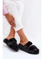 Futrzane Kapcie Damskie Na Platformie Czarne Talfedi