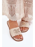 Płaskie Klapki Damskie Z Ozdobnym Detalem Beżowe Nenitta
