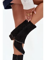 Kozaki Damskie Ocieplane Z Wywiniętą Cholewką Vinceza 16516 Czarne