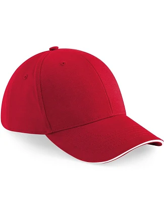Beechfield B 20 6-panelová sendvičová čiapka „Athleisure“ 53.0020 klasická červená/biela