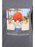 Šaty s potlačou Honey girl v grafitovej farbe