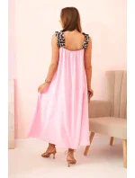 Dámske šaty bez ramienok s leopardou potlačou candy pink Dámske šaty bez ramienok s leopardou potlačou candy pink