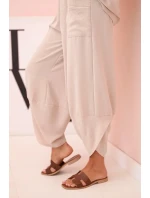 Viskózová blúzka + nohavice tmavobéžová