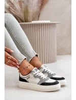 Damskie Niskie Sneakersy Z Eko Skóry Big Star OO274028 Biało-Szare