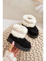 Detské členkové snehule s kožušinou a vzorom Black Melefia