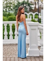 Dlhé šaty SUK0445 svetlomodré - Roco Fashion