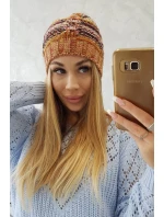 Fleecová čiapka Klaudia K255 oranžová+žltá