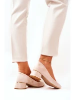 Zamszowe Czółenka Lewski 3118 Beżowe