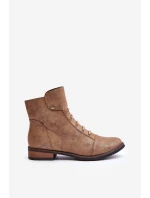 Ocieplane Botki Damskie Na Płaskim Obcasie Złote Labise