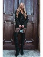 Dámské kozačky nad koleno na klíně ekologická semišová černá Tahlina