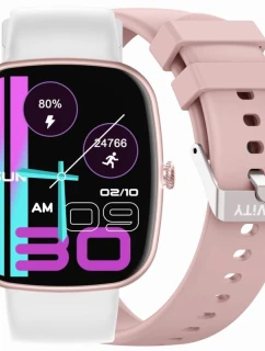 Dámske inteligentné hodinky GRAVITY GT18-2 Pink Silicone Strap + White Strap